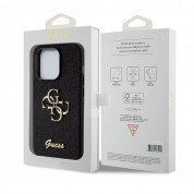 Guess PU Fixed Glitter 4G Metal Logo Case - силиконов (TPU) калъф за iPhone 15 Pro (черен)  7