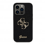 Guess PU Fixed Glitter 4G Metal Logo Case - силиконов (TPU) калъф за iPhone 15 Pro (черен)  2