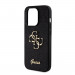 Guess PU Fixed Glitter 4G Metal Logo Case - силиконов (TPU) калъф за iPhone 15 Pro (черен)  6