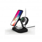 Awei 4in1 Inductive Wireless Charging Station 15W - тройна поставка (пад) за безжично зареждане за iPhone с Magsafe, Apple Watch, AirPods Pro, Apple Pencil и Qi съвместими устройства (черен) 1
