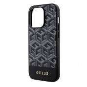 Guess PU G Cube MagSafe Leather Hard Case - дизайнерски кожен кейс с MagSafe за iPhone 15 Pro Max (черен) 5