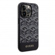 Guess PU G Cube MagSafe Leather Hard Case - дизайнерски кожен кейс с MagSafe за iPhone 15 Pro Max (черен) 3