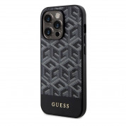 Guess PU G Cube MagSafe Leather Hard Case - дизайнерски кожен кейс с MagSafe за iPhone 15 Pro Max (черен) 1