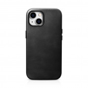 iCarer Leather Oil Wax MagSafe Case - кожен (естествена кожа) кейс с MagSafe за iPhone 15 (черен)