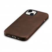 iCarer Leather Oil Wax MagSafe Case - кожен (естествена кожа) кейс с MagSafe за iPhone 15 (кафяв) 8