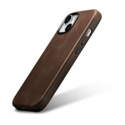 iCarer Leather Oil Wax MagSafe Case - кожен (естествена кожа) кейс с MagSafe за iPhone 15 (кафяв) 4