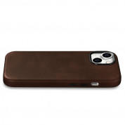 iCarer Leather Oil Wax MagSafe Case - кожен (естествена кожа) кейс с MagSafe за iPhone 15 (кафяв) 6