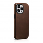 iCarer Leather Oil Wax MagSafe Case - кожен (естествена кожа) кейс с MagSafe за iPhone 15 Pro (кафяв) 6