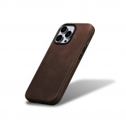 iCarer Leather Oil Wax MagSafe Case - кожен (естествена кожа) кейс с MagSafe за iPhone 15 Pro (кафяв) 3