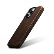 iCarer Leather Oil Wax MagSafe Case - кожен (естествена кожа) кейс с MagSafe за iPhone 15 Pro (кафяв) 4