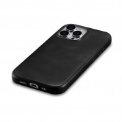 iCarer Leather Oil Wax MagSafe Case - кожен (естествена кожа) кейс с MagSafe за iPhone 15 Pro (черен) 8