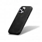 iCarer Leather Oil Wax MagSafe Case - кожен (естествена кожа) кейс с MagSafe за iPhone 15 Pro (черен) 3