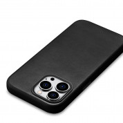 iCarer Leather Oil Wax MagSafe Case - кожен (естествена кожа) кейс с MagSafe за iPhone 15 Pro Max (черен) 9