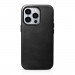 iCarer Leather Oil Wax MagSafe Case - кожен (естествена кожа) кейс с MagSafe за iPhone 15 Pro Max (черен) 1