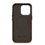 iCarer Leather Oil Wax MagSafe Case - кожен (естествена кожа) кейс с MagSafe за iPhone 15 Pro Max (кафяв) 2