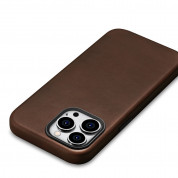 iCarer Leather Oil Wax MagSafe Case - кожен (естествена кожа) кейс с MagSafe за iPhone 15 Pro Max (кафяв) 9
