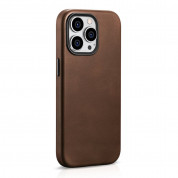 iCarer Leather Oil Wax MagSafe Case - кожен (естествена кожа) кейс с MagSafe за iPhone 15 Pro Max (кафяв) 7