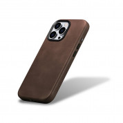 iCarer Leather Oil Wax MagSafe Case - кожен (естествена кожа) кейс с MagSafe за iPhone 15 Pro Max (кафяв) 3