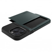 Spigen Slim Armor CS Case - хибриден кейс с отделение за кр. карти и най-висока степен на защита за iPhone 15 Pro Max (зелен) 6