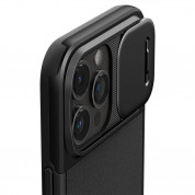 Spigen Optik Armor MagFit MagSafe Case - тънък качествен силиконов (TPU) калъф с капак за камерата с MagSafe за iPhone 15 Pro (черен) 7