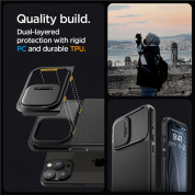 Spigen Optik Armor MagFit MagSafe Case - тънък качествен силиконов (TPU) калъф с капак за камерата с MagSafe за iPhone 15 Pro (черен) 15