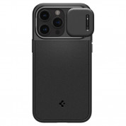 Spigen Optik Armor MagFit MagSafe Case - тънък качествен силиконов (TPU) калъф с капак за камерата с MagSafe за iPhone 15 Pro (черен) 1