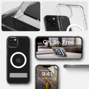 Spigen Ultra Hybrid S MagSafe Case - хибриден кейс с висока степен на защита с MagSafe и вградена поставка за iPhone 15 Plus (прозрачен)  15