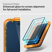 Spigen Glass.tR Align Master Full Cover Tempered Glass 2 Pack - 2 броя стъклени защитни покрития за целия дисплей на iPhone 15 Pro Max (черен-прозрачен) 7