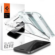 Spigen Glas.tR EZ Fit Tempered Glass 2 Pack - 2 броя стъклени защитни покрития за дисплея на iPhone 15 (черен-прозрачен)