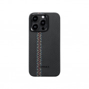 Pitaka MagEZ 4 600D Fusion Weaving Aramid Fiber MagSafe Case - кевларен кейс с MagSafe за iPhone 15 Pro (черен-сив)  1