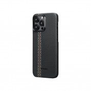 Pitaka MagEZ 4 600D Fusion Weaving Aramid Fiber MagSafe Case - кевларен кейс с MagSafe за iPhone 15 Pro (черен-сив) 