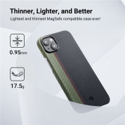 Pitaka MagEZ 4 600D Fusion Weaving Aramid Fiber MagSafe Case - кевларен кейс с MagSafe за iPhone 15 Pro Max (черен-зелен)  6