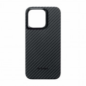 Pitaka MagEZ 4 1500D Aramid Fiber MagSafe Case - кевларен кейс с MagSafe за iPhone 15 Pro Max (черен-сив)  5