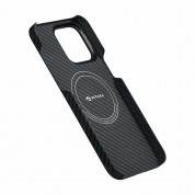 Pitaka MagEZ 4 1500D Aramid Fiber MagSafe Case - кевларен кейс с MagSafe за iPhone 15 Pro Max (черен-сив)  4