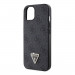 Guess PU 4G Strass Triangle Metal Logo Case With Crossbody Strap - дизайнерски кожен кейс с връзка за носене през врата за iPhone 15 (черен) 7