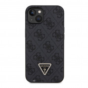 Guess PU 4G Strass Triangle Metal Logo Case With Crossbody Strap for iPhone 15 (black) 2