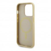 Guess PU Saffiano MagSafe Case - дизайнерски кожен кейс с Magsafe за iPhone 15 Pro (бежов) 1