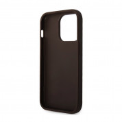 Guess PU 4G Metal Logo Leather Hard Case - дизайнерски кожен кейс за iPhone 15 Pro (кафяв) 4