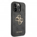 Guess PU 4G Metal Logo Leather Hard Case - дизайнерски кожен кейс за iPhone 15 Pro (сив) 5