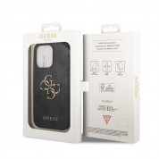 Guess PU 4G Metal Logo Leather Hard Case - дизайнерски кожен кейс за iPhone 15 Pro (сив) 8