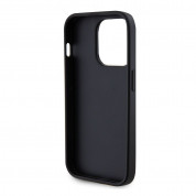 Guess PU 4G Strass Metal Logo Leather Hard Case - дизайнерски кожен кейс за iPhone 15 Pro (черен) 2