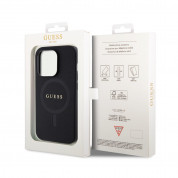 Guess PU Saffiano MagSafe Case - дизайнерски кожен кейс с Magsafe за iPhone 15 Pro (черен) 7