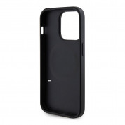 Guess PU Saffiano MagSafe Leather Hard Case - дизайнерски кожен кейс с MagSafe за iPhone 15 Pro (черен) 2