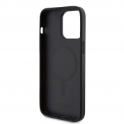 Guess PU 4G Stripe MagSafe Leather Hard Case - дизайнерски кожен кейс с MagSafe за iPhone 15 Pro Max (черен) 4