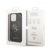 Guess PU 4G Metal Logo Leather Hard Case - дизайнерски кожен кейс за iPhone 15 Pro Max (сив) 7