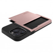 Spigen Slim Armor CS Case - хибриден кейс с отделение за кр. карти и най-висока степен на защита за iPhone 15 Pro (розово злато) 6