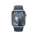 Apple Watch Series 9 GPS, 41mm Silver Aluminium Case with Blue Sport Band M/L - умен часовник от Apple  2