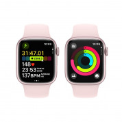 Apple Watch Series 9 GPS, 41mm Pink Aluminium Case with Light Pink Sport Band S/M - умен часовник от Apple  2