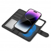 Tech-Protect Wallet Leather MagSafe Flip Case - кожен калъф, тип портфейл с отделящ се кейс с MagSafe за iPhone 15 Plus (черен) 2
