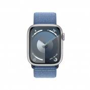 Apple Watch Series 9 GPS, 41mm Silver Aluminium Case with Blue Sport Loop  1